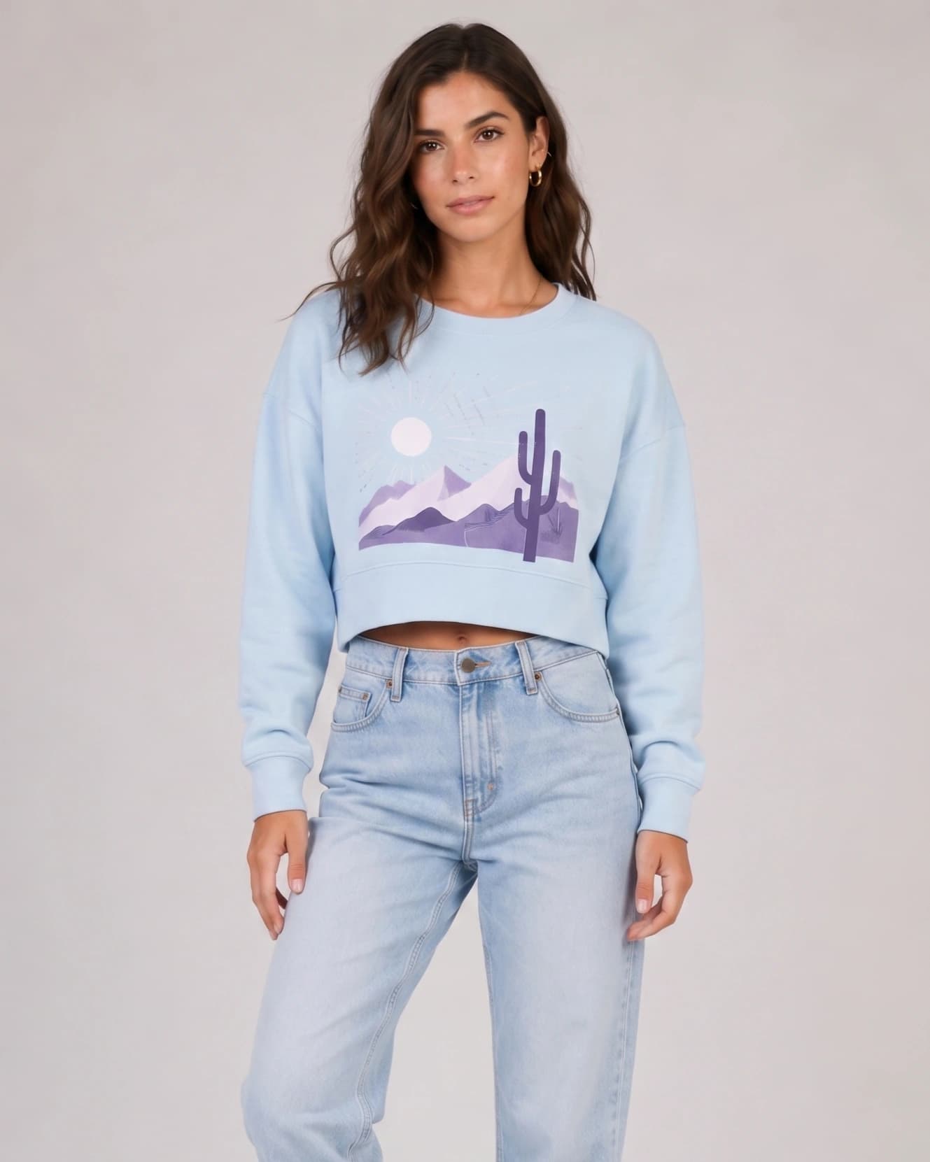 Moletom Cropped Estampa Cacto - imagem 1