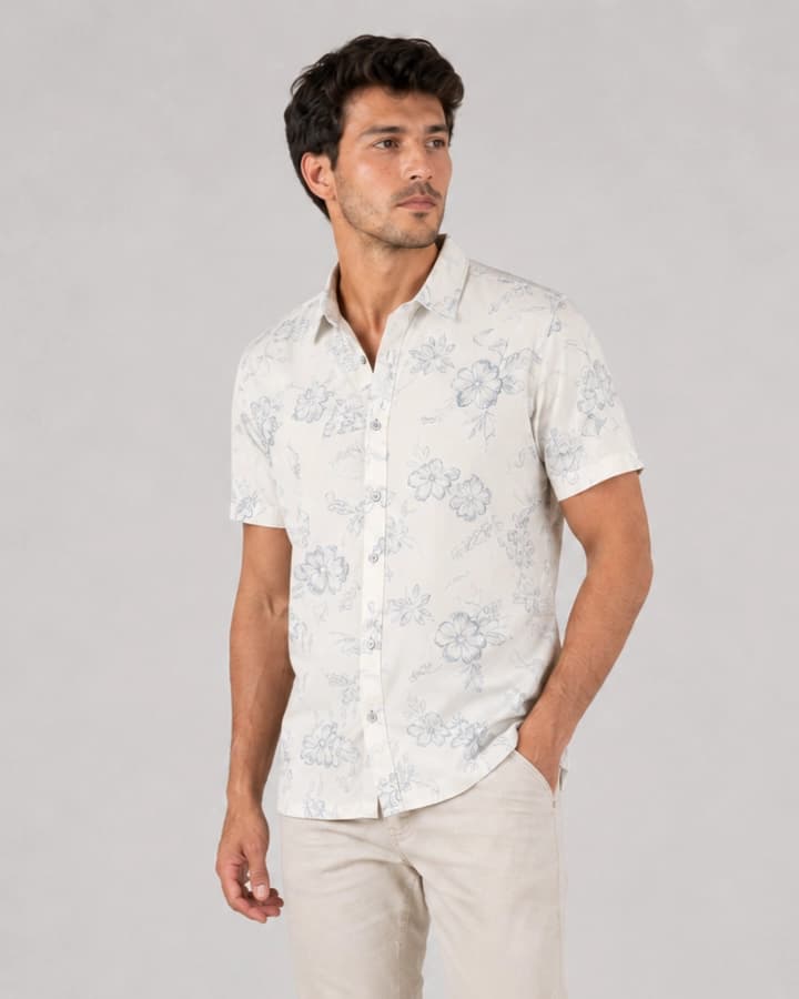 Camisa Estampa Floral Manga Curta - imagem 1