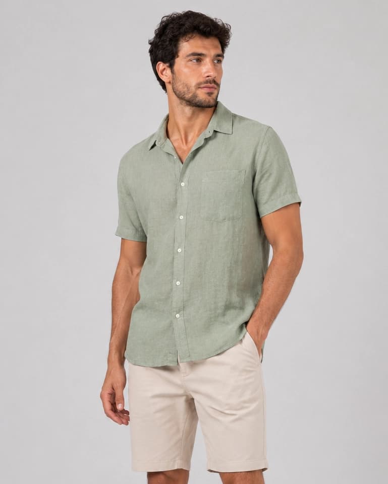Camisa de Linho Manga Curta - imagem 1